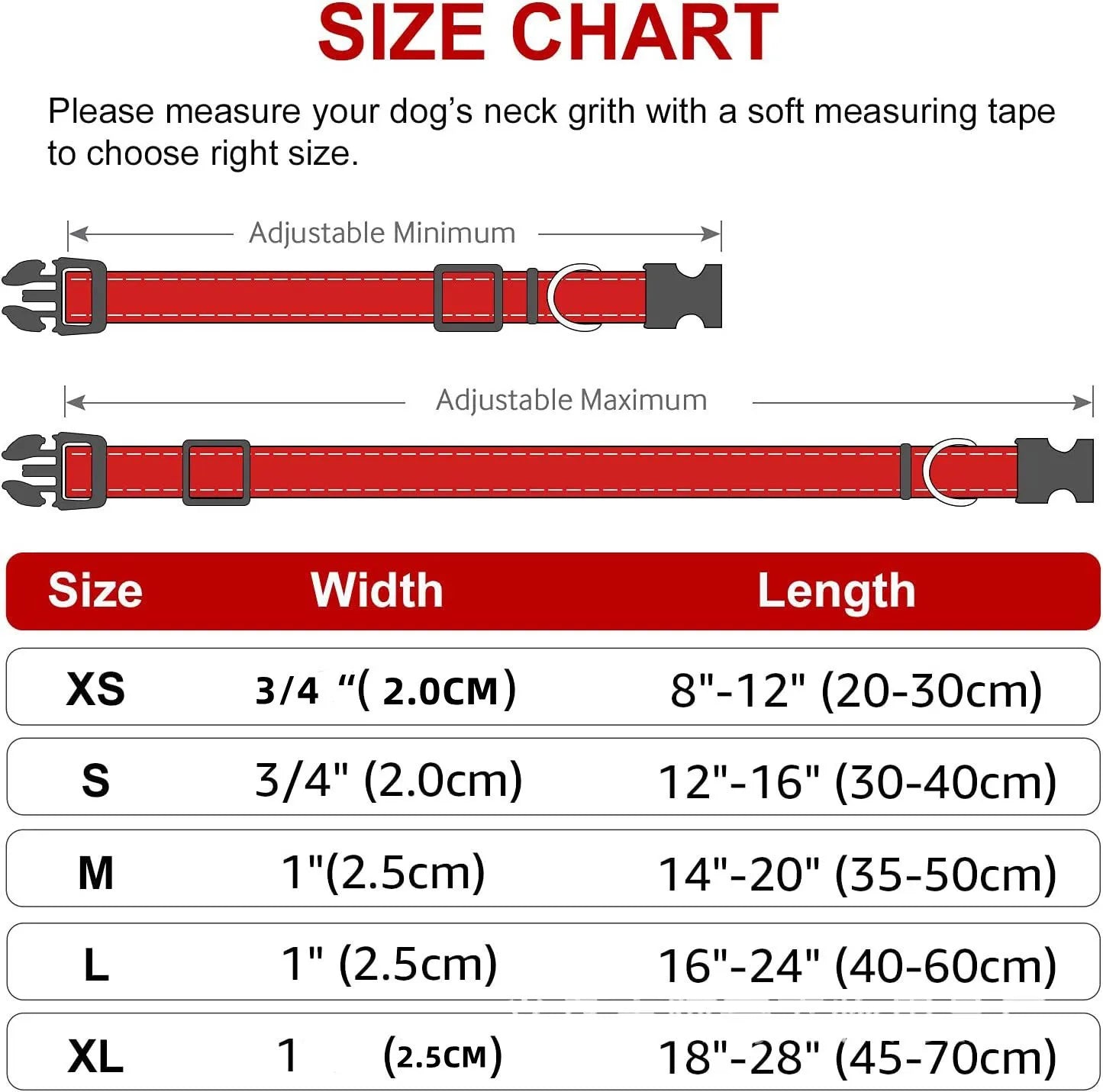 Reflective Adjustable Nylon Dog Collar